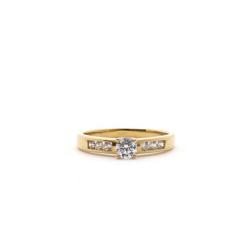 Bague Femme Solitaire Carador - Plaqué Or - Oxydes de Zirconium