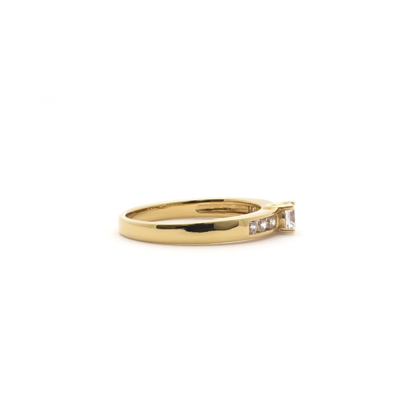 Bague Femme Solitaire Carador - Plaqué Or - Oxydes de Zirconium