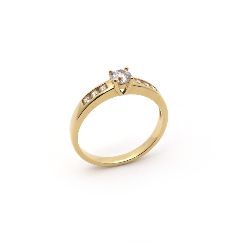 Bague Femme Solitaire Carador - Plaqué Or - Oxydes de Zirconium