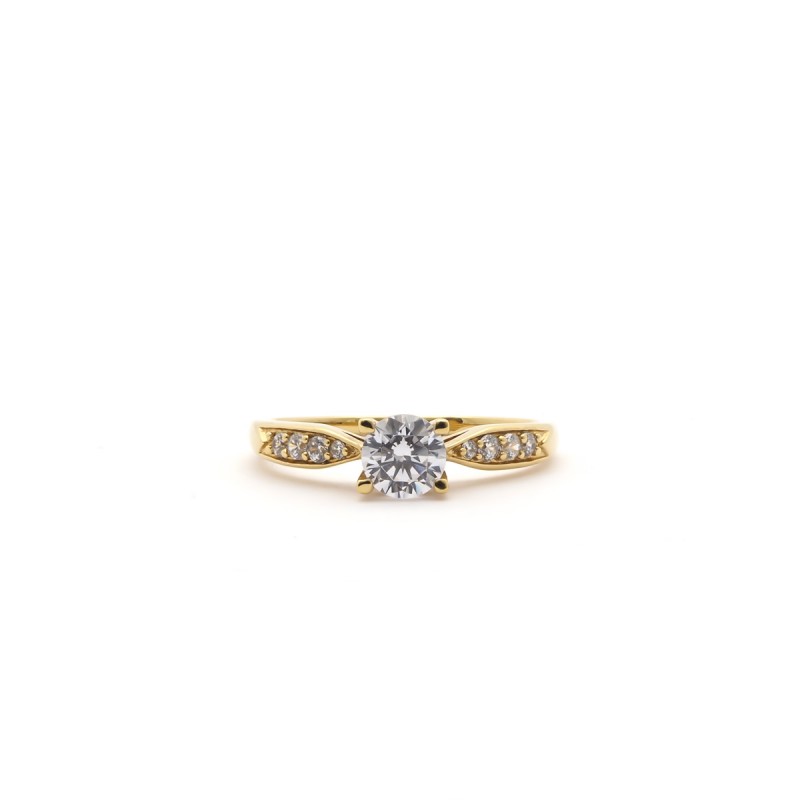 Bague solitaire accompagné  femme Carador en plaqué or et oxydes de zirconium