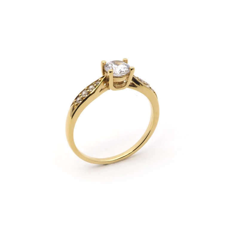 Bague solitaire accompagné  femme Carador en plaqué or et oxydes de zirconium
