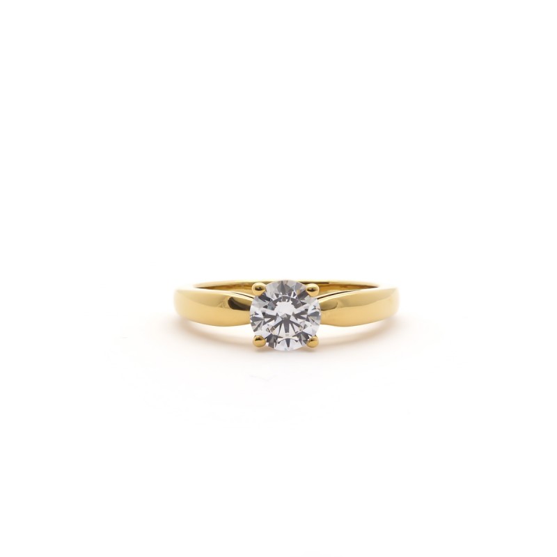 Bague femme  solitaire Carador en  plaqué or et oxyde de zirconium serti 4 griffes