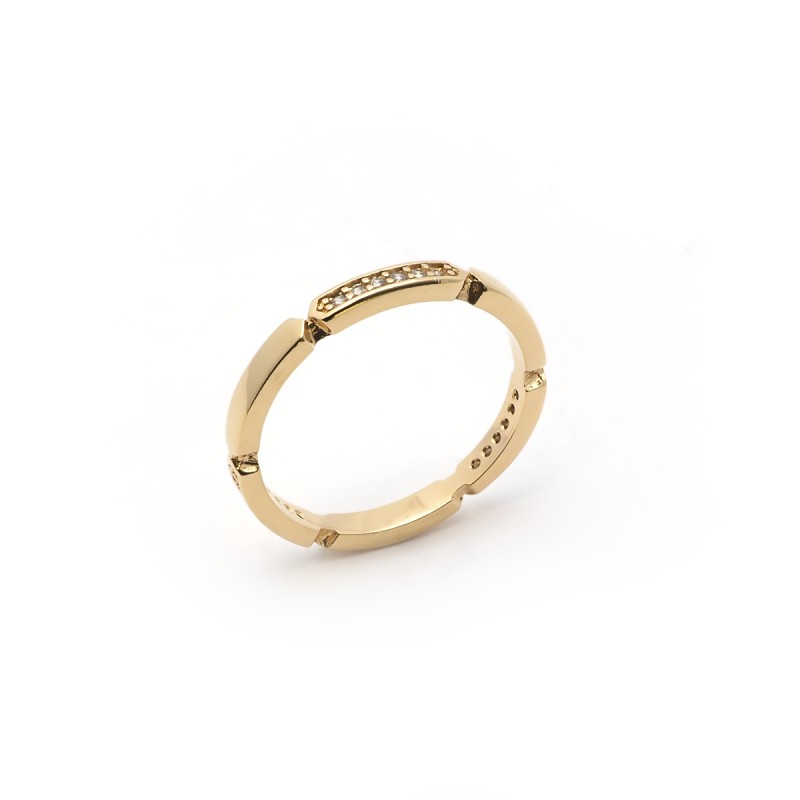 Bague Carador barrette oxydes de zirconium en plaqué or