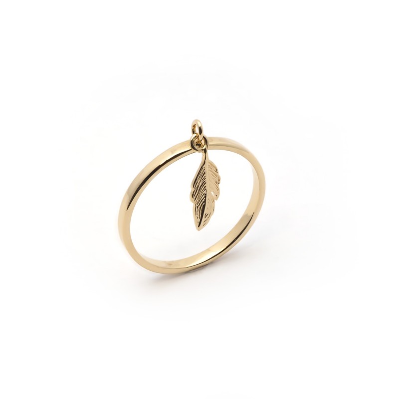 Bague Carador motif plume mobile plaqué or