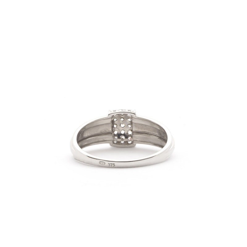 BAGUE FEMME CARADOR OR BLANC 375/000 ET OXYDES DE ZIRCONIUM