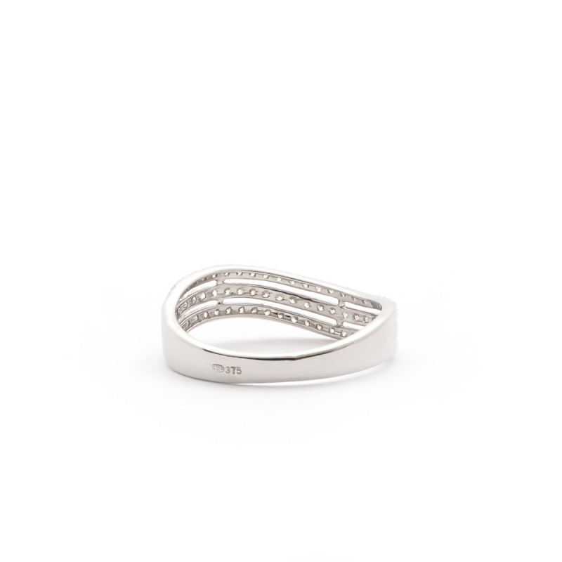 BAGUE FEMME CARADOR OR BLANC 375/000 ET OXYDES DE ZIRCONIUM