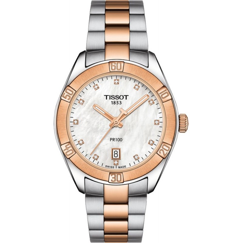 Montre Femme Tissot en Acier Argenté et Doré Rose