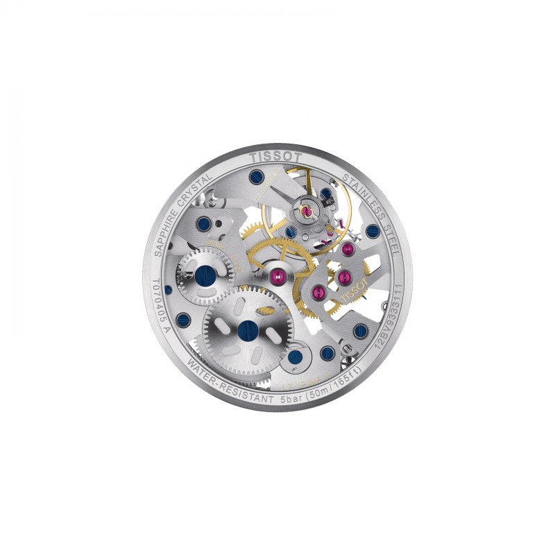 Montre Homme Tissot Bracelet en Cuir Noir Collection T-COMPLICATION SQUELETTE MECHANICAL