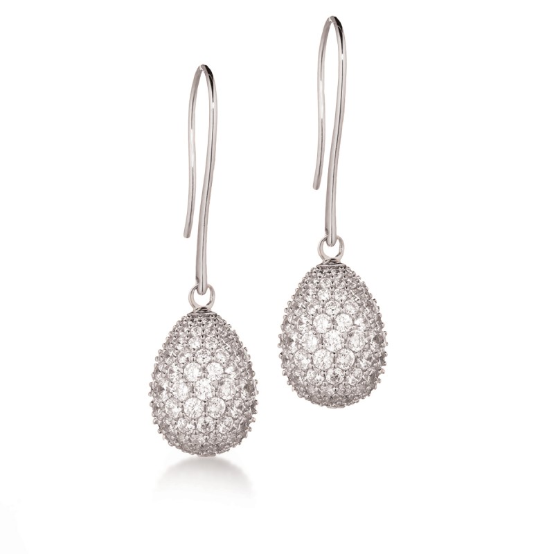 Boucles d'oreilles femme dormeuses Tsar en argent et zircons