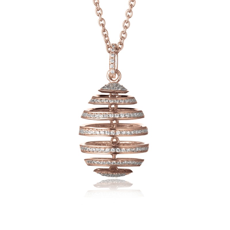 Collier femme Tsar en argent doré rose et zircons