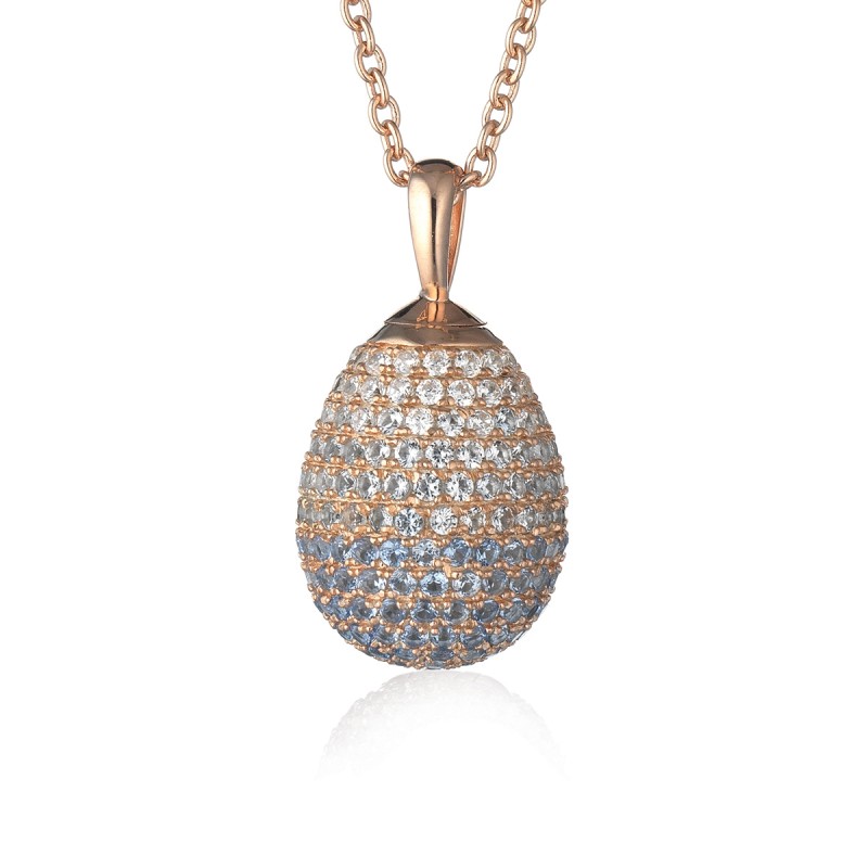 Collier femme Tsar en argent doré rose et zircons bleus