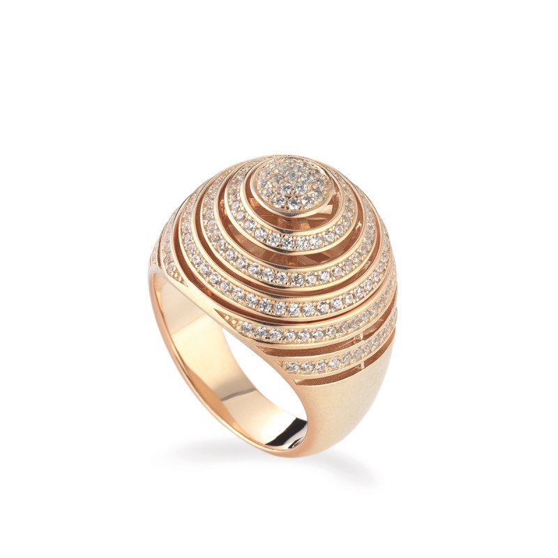 Bague femme Tsar en argent doré rose et zircons