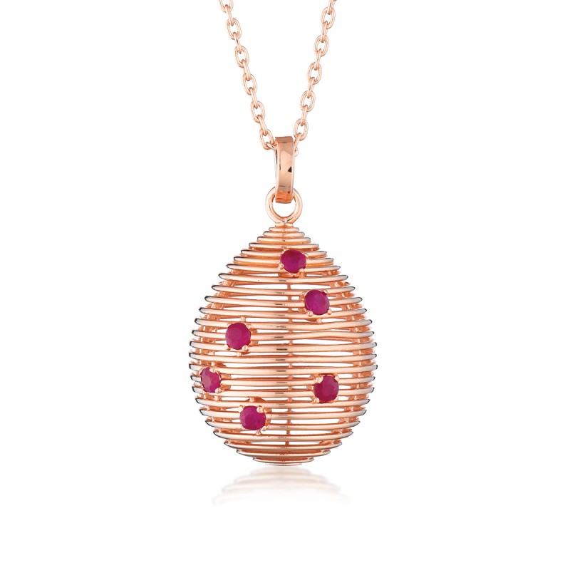 Collier femme collection maksim de la marque Tsar en argent doré rose et rubis