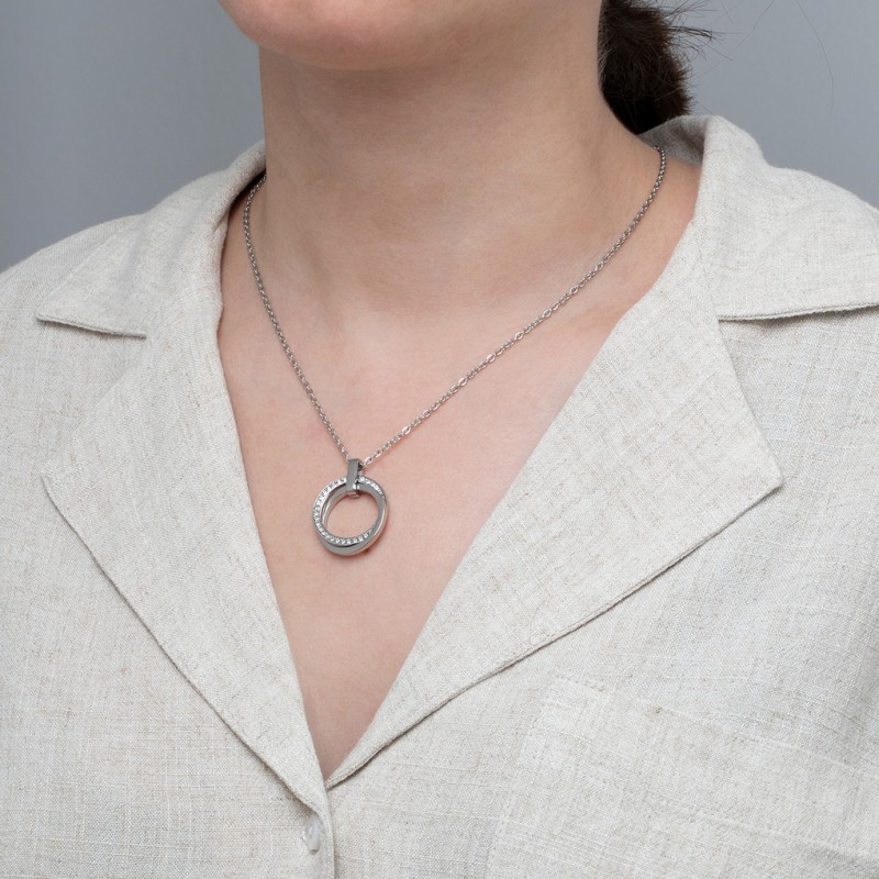 Collier femme lotus style en acier  argenté