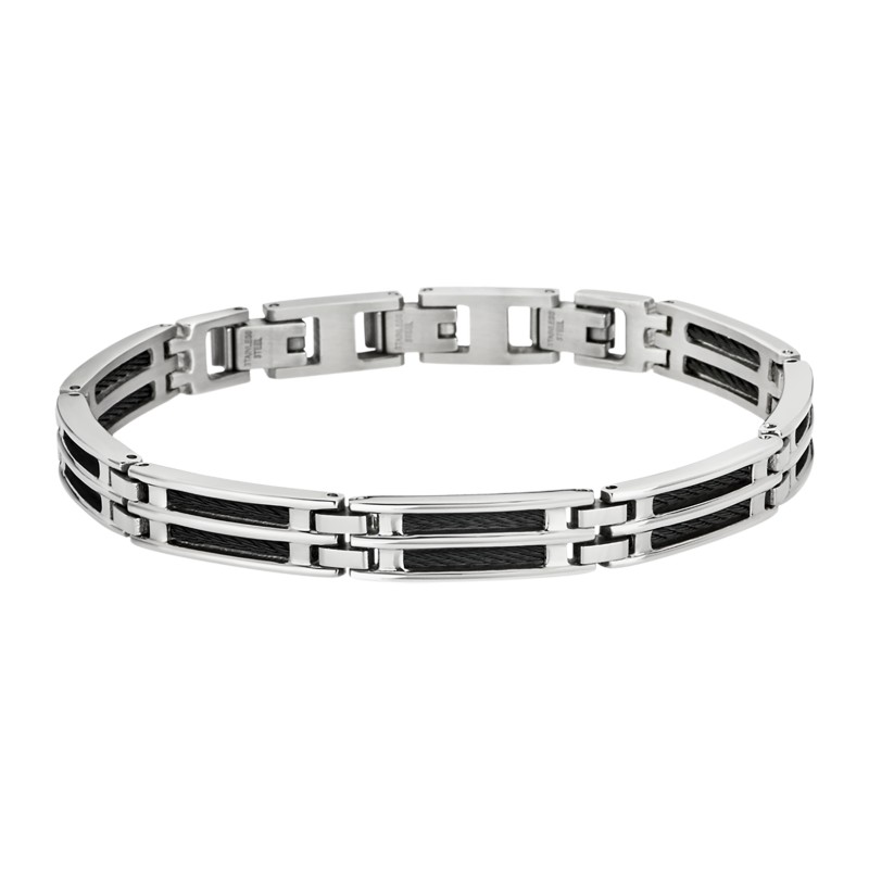 Bracelet homme lotus style en acier couleur argent