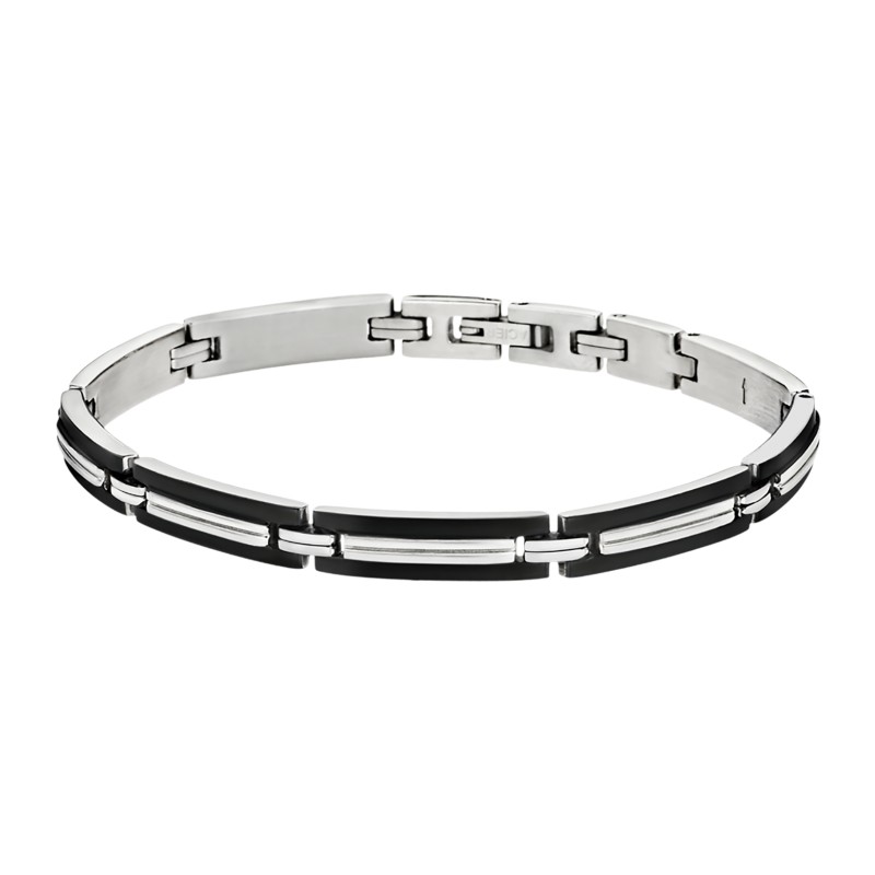 Bracelet homme lotus style en acier couleur argent