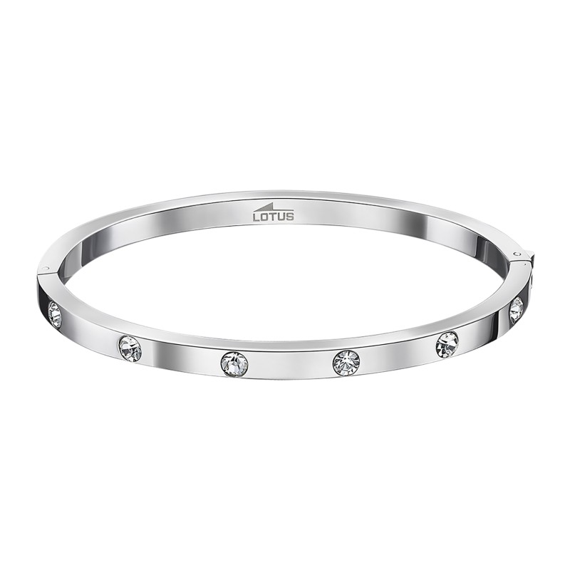 Bracelet-jonc femme lotus style en acier couleur argent