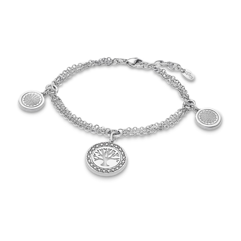 Bracelet ARBRE DE VIE femme lotus style en acier couleur argent