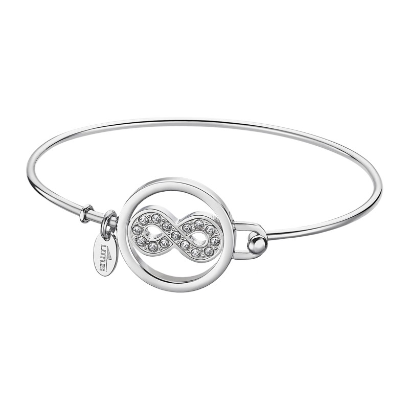 Bracelet jonc infini femme lotus style en acier couleur argent