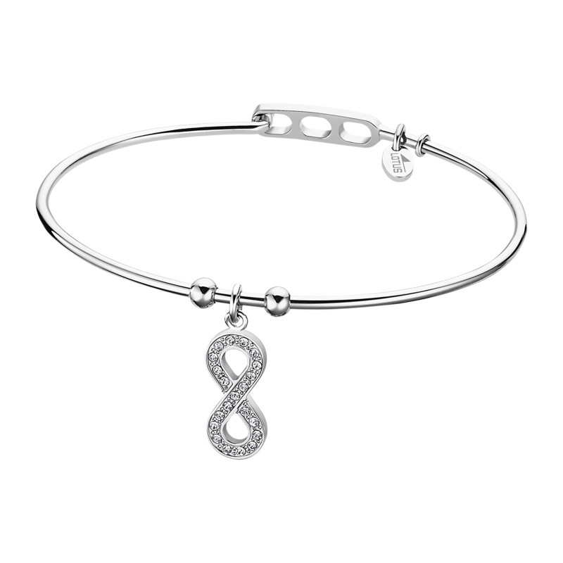 Bracelet jonc infini femme lotus style en acier couleur argent