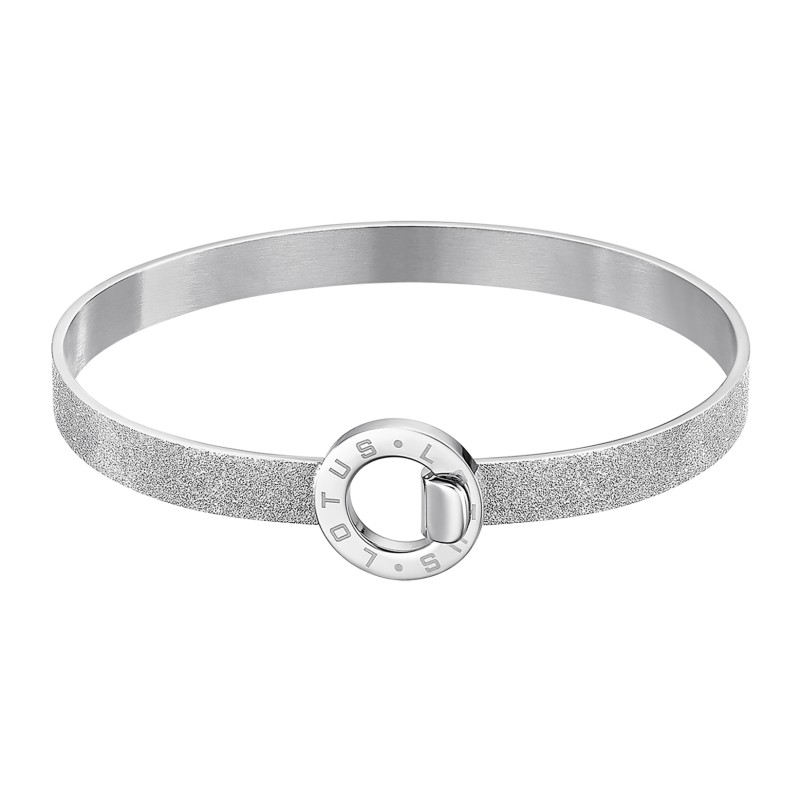 Bracelet rigide femme lotus style en acier couleur argent