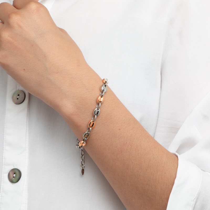 Bracelet femme lotus style en acier bicolore