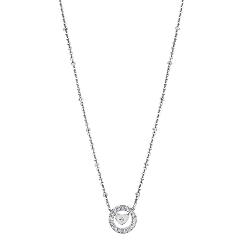 Collier coeur femme lotus style en acier  argenté