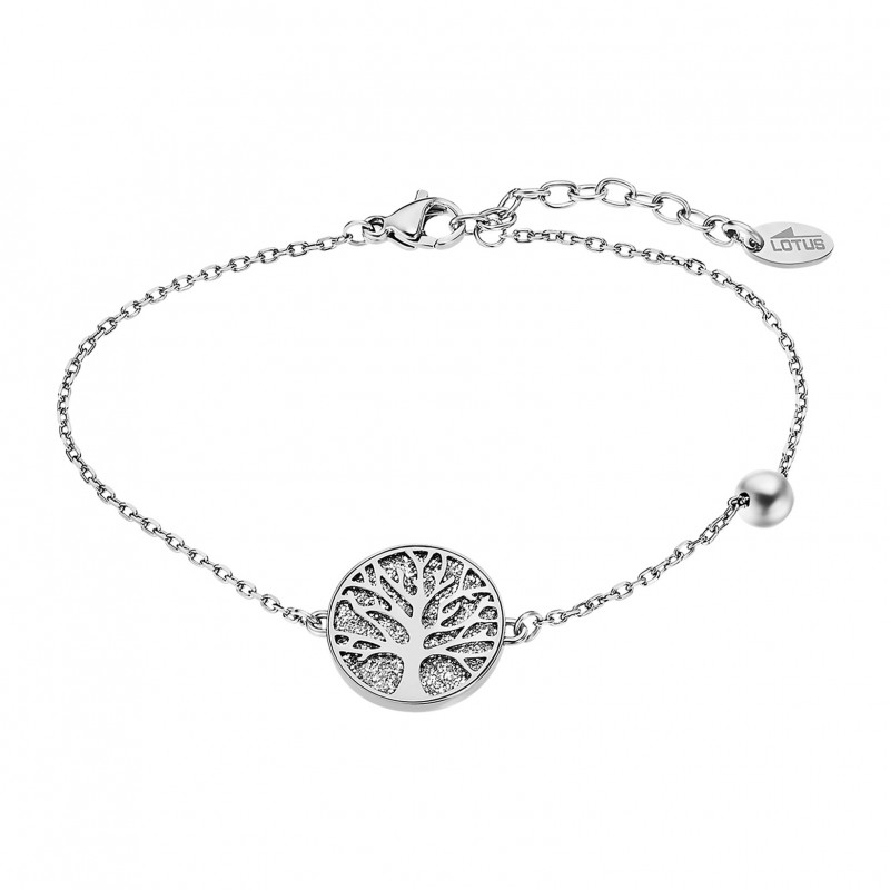 Bracelet ARBRE DE VIE femme lotus style en acier couleur argent