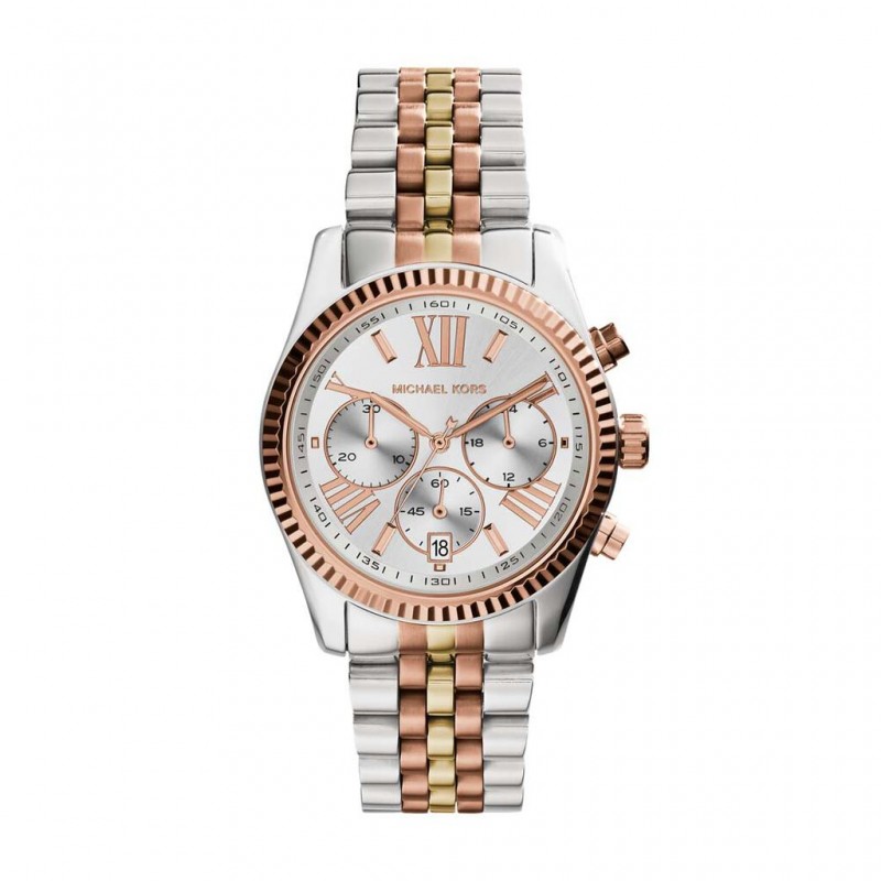 Montre Femme MICHAEL KORS LEXINGTON Bracelet 3 tons OR / ACIER / OR ROSE