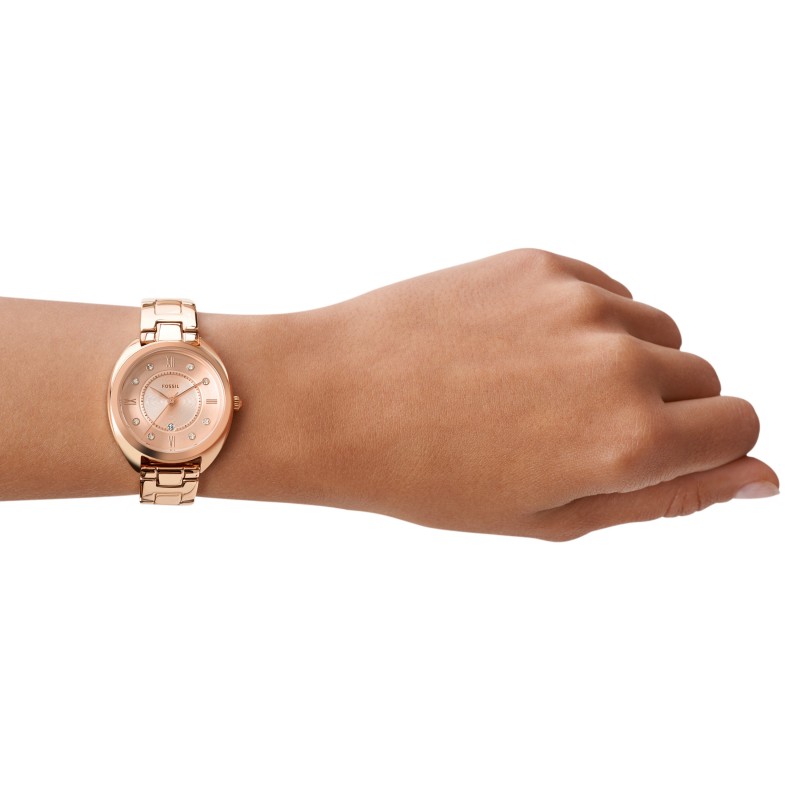 Montre Gabby femme fossil acier doré rose