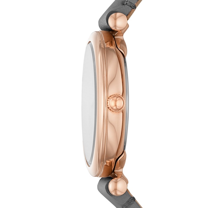 Montre Femme Fossil Mini Carlie acier cuir gris