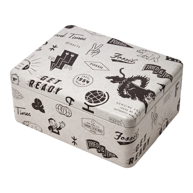 Coffret montre Fossil en cuir noir et bracelet