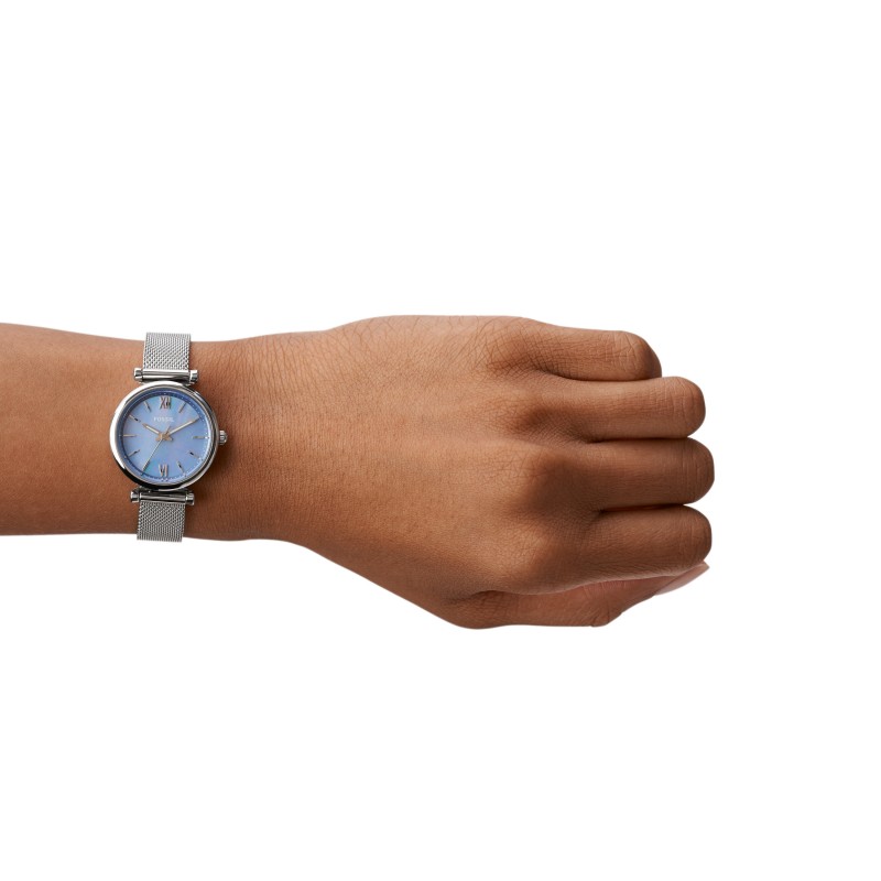 Montre Femme Fossil Mini Carlie acier couleur bleue et argent