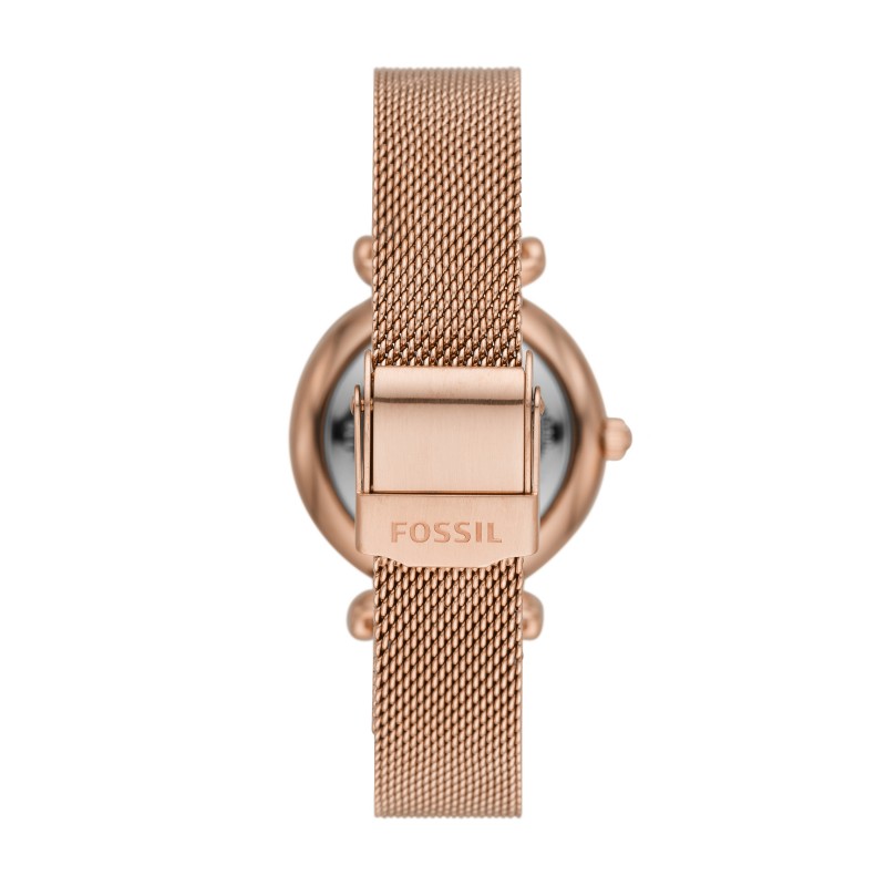 Montre Femme Fossil Mini Carlie acier doré rose