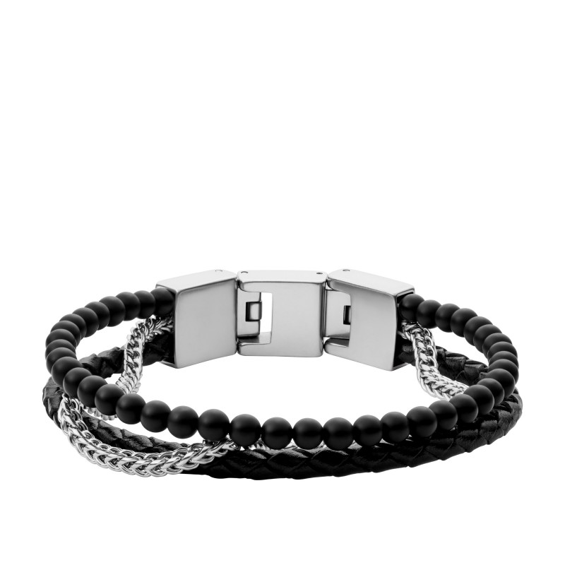 Bracelet Fossil multi rangées Multistrands en onyx noir