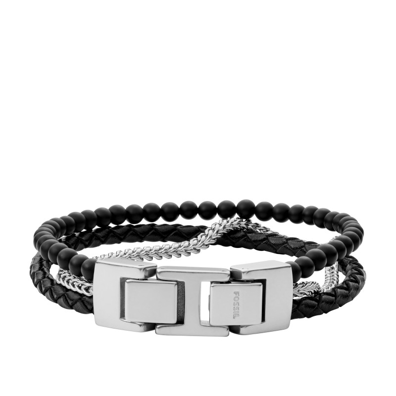 Bracelet Fossil multi rangées Multistrands en onyx noir