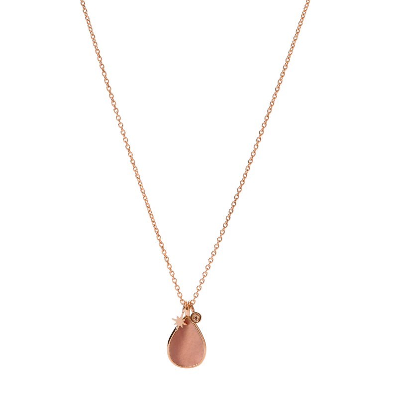 Collier Salted Caramel Fossil en acier et nacre
