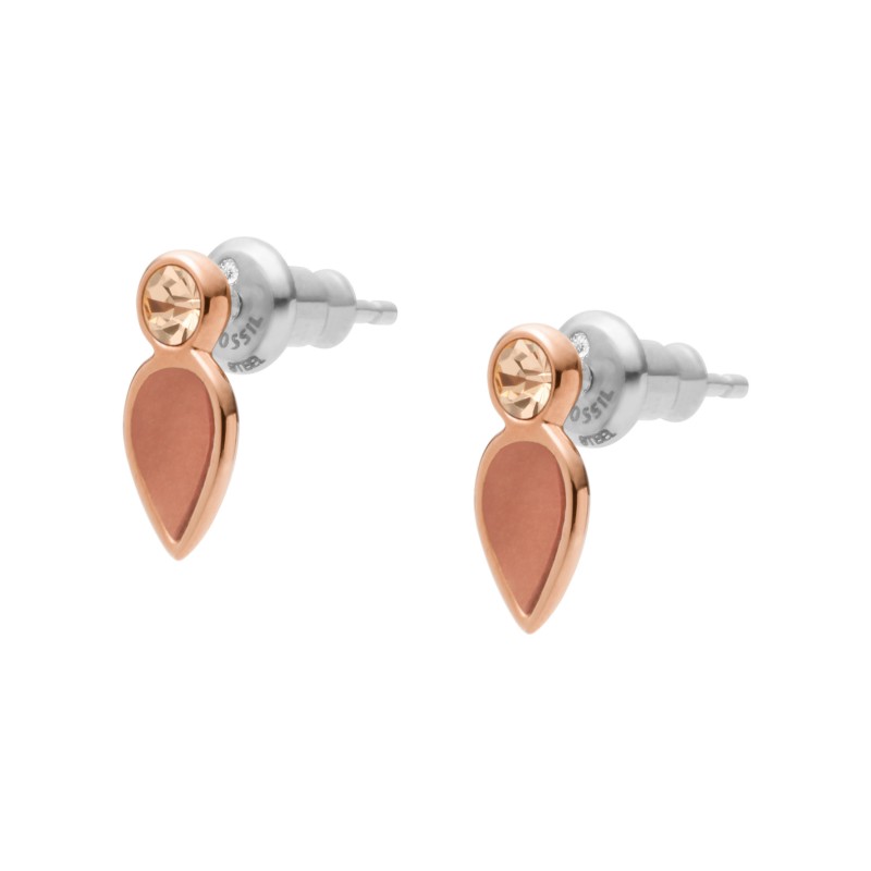 Boucles d'oreilles Salted Caramel Fossil en acier et nacre