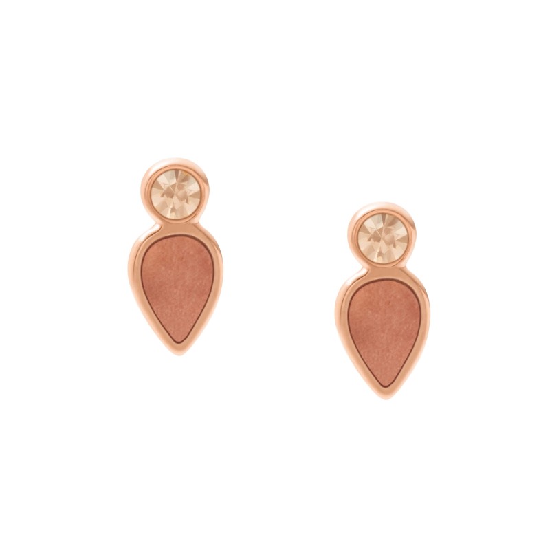 Boucles d'oreilles Salted Caramel Fossil en acier et nacre