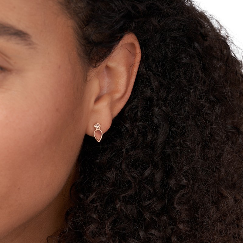 Boucles d'oreilles Salted Caramel Fossil en acier et nacre