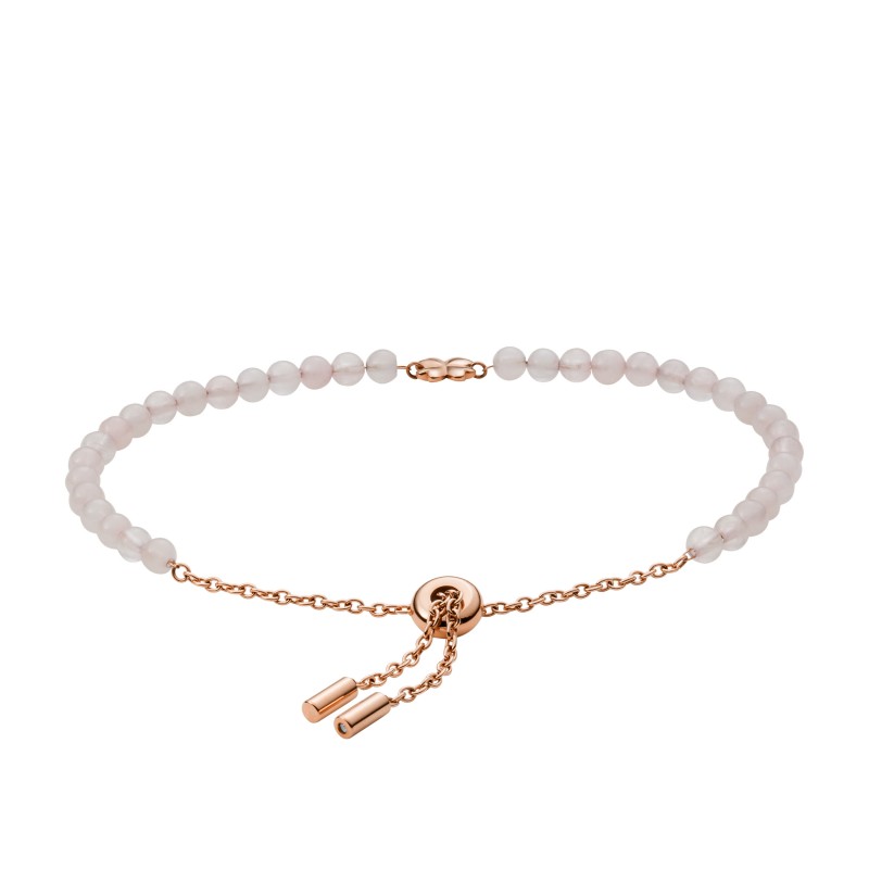 bracelet Fossil femme de perles wellness en quartz rose