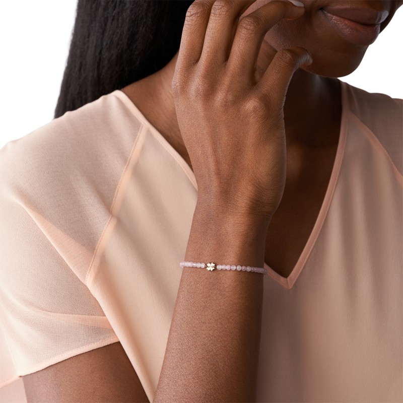 bracelet Fossil femme de perles wellness en quartz rose