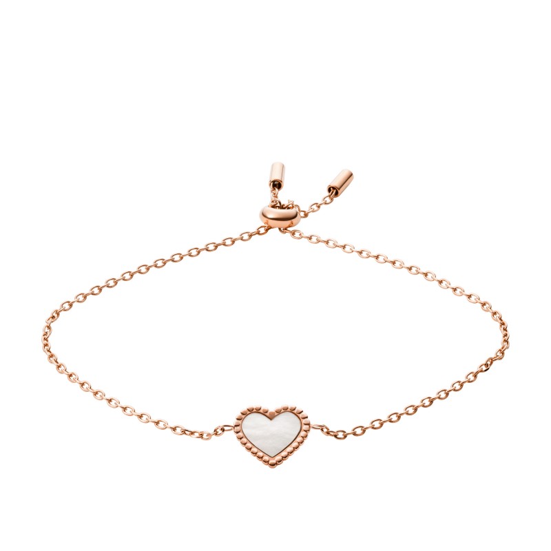 Bracelet Fossil " I heart you" acier doré rose