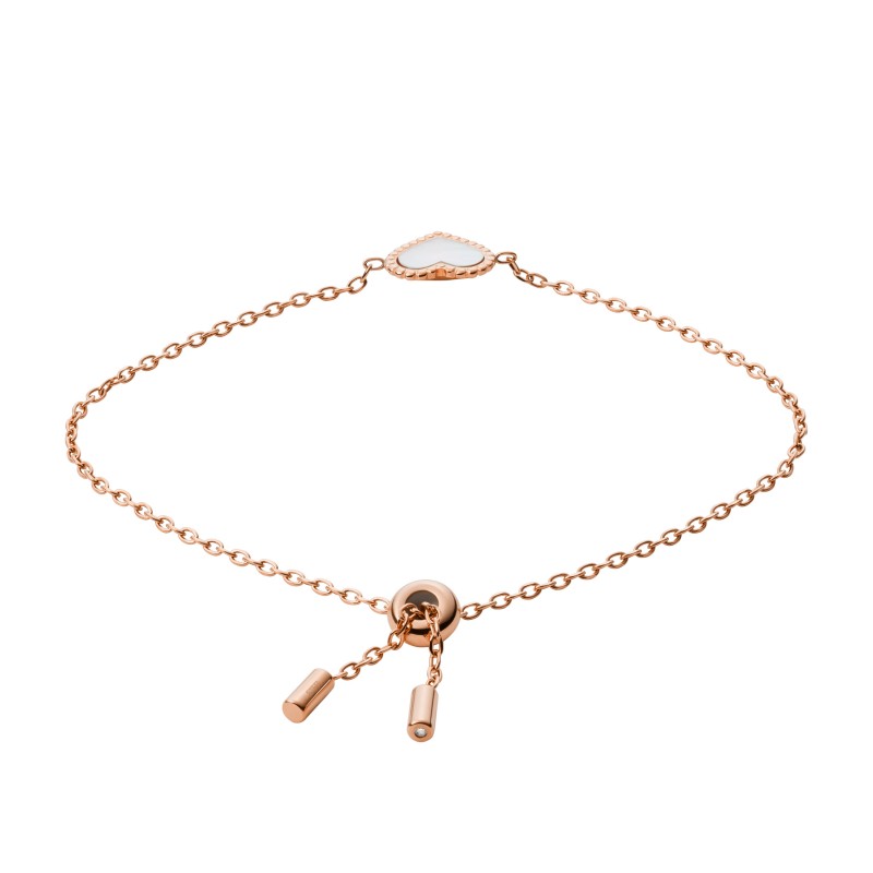 Bracelet Fossil " I heart you" acier doré rose