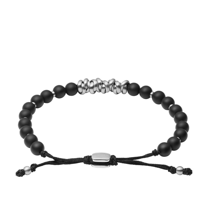 Bracelet homme Fossil perles d'agate et acier