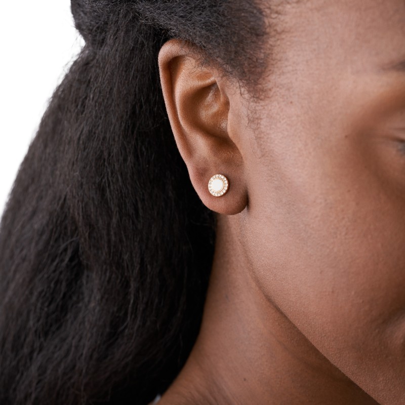 Boucles d'oreilles Femme Fossil Glitz dorées rose