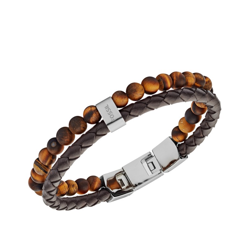 Bracelet FOSSIL en cuir marron
