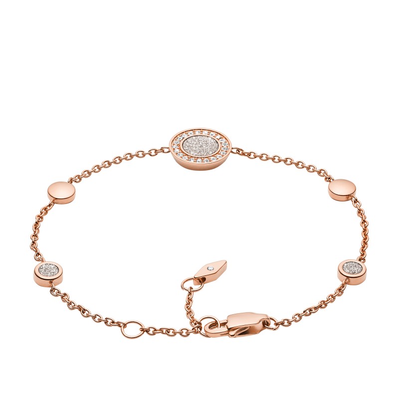 Bracelet femme Fossil collection Classics acier doré rose
