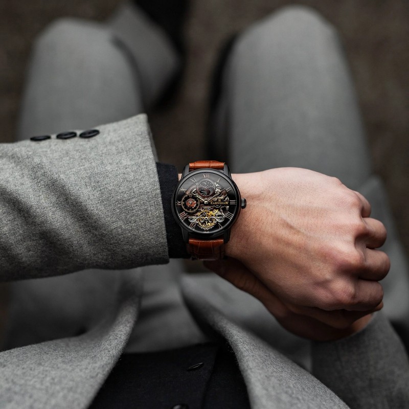 MONTRE HOMME EARNSHAW COLLECTION LONGITUDE MARRON