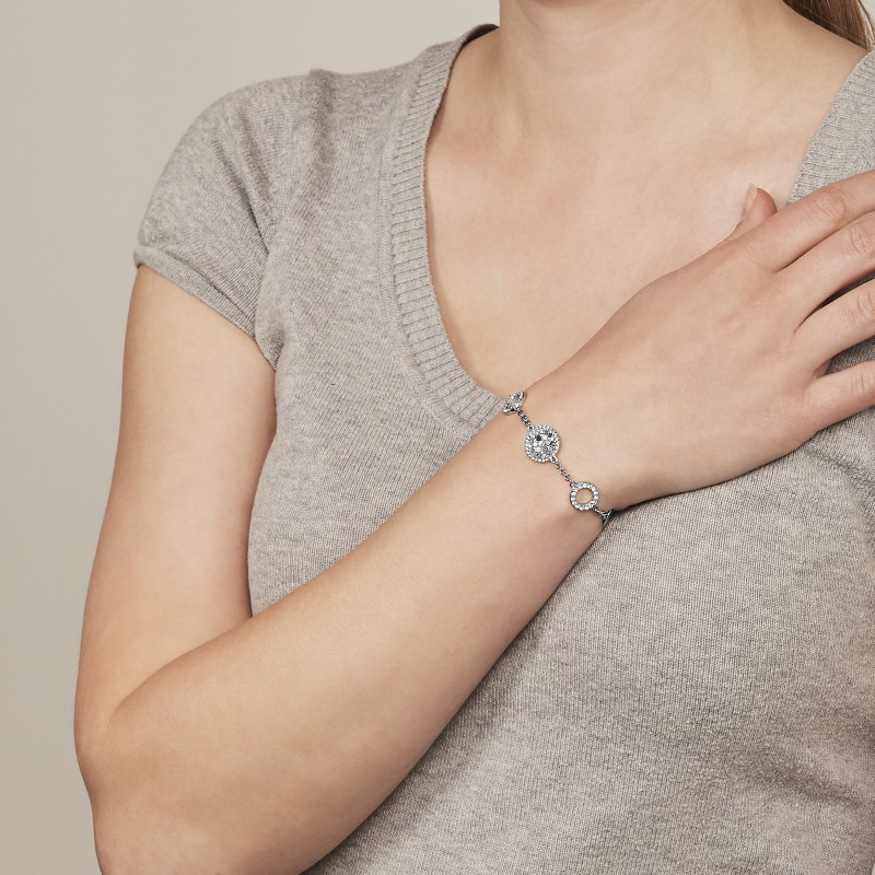 Bracelet Fossil Vintage Glitz acier et cristaux gris